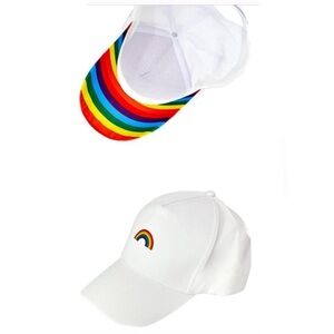 Happy Pride Synching Ball Cap white with rainbows 🌈